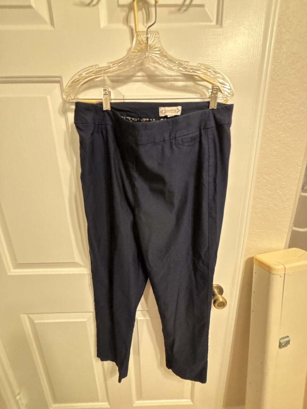 Nanette Lepore Navy Blue Tapered Ankle Pants with Floral Trim